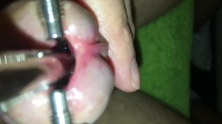 Urethral stretching with super device! My urethra is filled with sperm.
