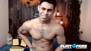 Aiden Stronghold on Flirt4Free - Latino with Beautiful Cock Toys and Fingers His Tight Hairy Hole