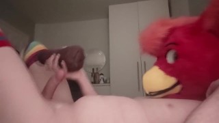 Bird fursuiter fucking Bad Dragon Hazel the Werewolfess penetrable