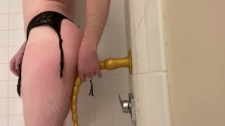 Femboy vs 20 inch dildo