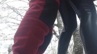 Laura On Heels model 2021 video of standing fucking between the snow with creampie