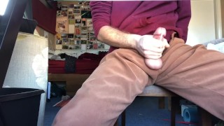 He couldn’t resist-stroking his cock in class 