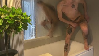 Fucked his tight hole with a big dildo