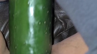 Filling my pussy and Fucking a nice thick Cucumber 