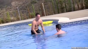 Jock Luke Desmond anal fucked in pool by twink Charley Cole
