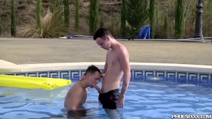 Jock Luke Desmond anal fucked in pool by twink Charley Cole