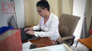 Woman secretary gets fucked with a dildo.in the office Part 3