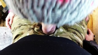 sex on a winter forest day, blowjob, and doggystyle, forest and fucking outside