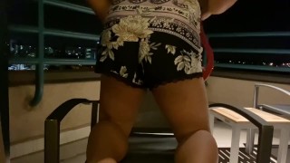 Asian Sissy is Frisky on the balcony - Voyeuristic vid