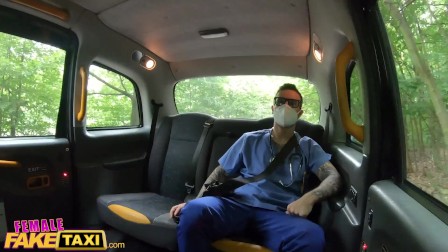 Female Fake Taxi Billie Star fucks a lucky male nurse in her taxi