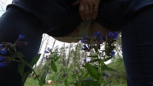 mature BBW outdoor pissing and hairy pussy POV.