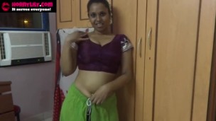 Mumbai Maid Horny Lily Jerk Off Instruction In Sari In Clear Hindi Tamil and In indian