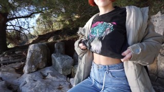 Flashing tits in public