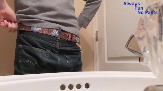 Cumming at work in red panties