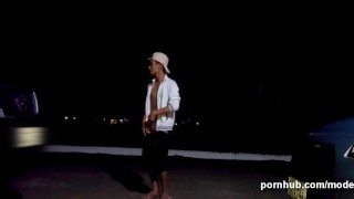 Outdoor Street Night Nude and Jerk Off Play