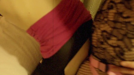 Sexy goddess pegs a caged sissy with a pink strap on, makes him cum in reverse cowgirl