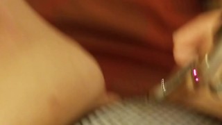 Using toy on panty covered fat pussy