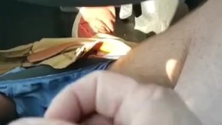 Cumshot at a stop sign while driving 