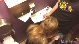 Girl blowjob and Fucked in Nightclub Toilet while her BF wait Outside