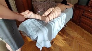 cheating wife called a masseur at home and fucked him while her husband was at work
