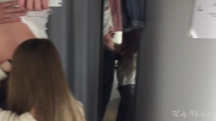 Real Risk: Naughty Schoolgirl gives blowjob in Changing room Public