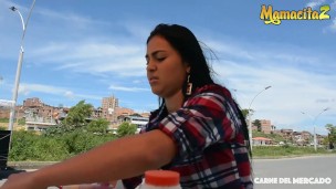 CarneDelMercado - Andrea Gaviria Big Booty latina Colombiana teen Takes Huge Cock In Her Tight Pussy