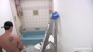 Bodybuilder's Uncut Dick Stroked In Bathroom (BTS Footage) - Maskurbate