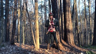19 year old Jesse Gold jerks off in the woods in cowboy boots, denim, and flannel