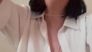 sloppy pink dildo blowjob - pulp fiction style black wig