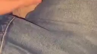 My hard cock while having jeans on, big bulge 