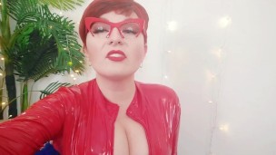 Red PVC Catsuit Vinyl Fetish, FemDom POV Dirty Talk Humiliation