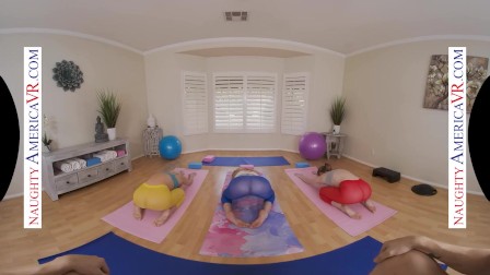 Naughty America - Aiden Ashley, Ashley Lane, & Zoe Sparx get an even deeper stretch after their yoga