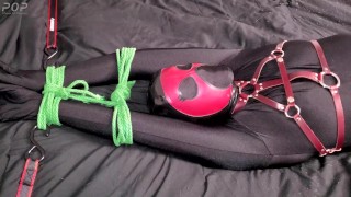 Bodysuit Bondage - Miss Perversion teased with a wand in bondage while wearing a bodysuit and latex
