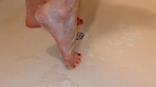 Soaping up my sexy feet
