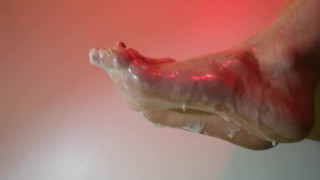 Close Up Feet Fetish Cum Covered ASMR