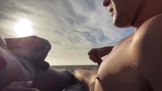 Jocks Jerk Off & Shoot Loads At Nude Beach In Public While Ppl Walk Past And Watch