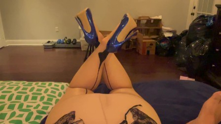 Watch me ride him reverse cowgirl in my pantyhose and heels until I cum!