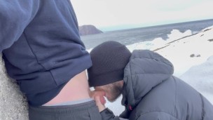 Bicurious straight guy tries sucking dick in public (with cumshot)