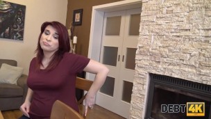 DEBT4k Pregnant lovely with red hair spreads legs for the debt collector