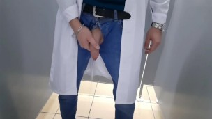 Russian young DOCTOR secretly MASTURBATES in the toilet