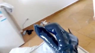 Squeaky Blue Patent Boots