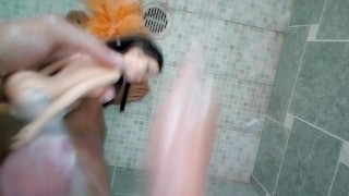 Petite blonde MelanieCaceress likes to ride and suck the hard cock of athletic blonde Brian Evansx