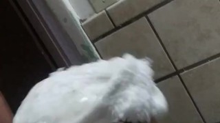 Cummed in sink this morning and wiped it up with a rag