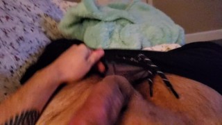 stroking my cock on the couch