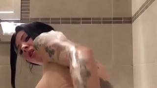 Horny Tattoed Stepsister playing with toys in a bathtube during holiday in Czech Republic