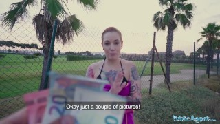 Public Agent Siliva Ruby gets her tattooed body fucked in a public place