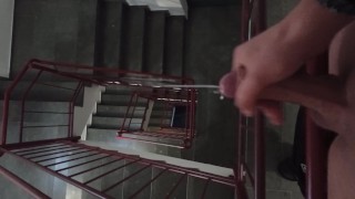 college stairwell jerk off cumshot