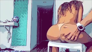 Comic anime - En la silla mamada, follada y corrida dentro con orgasmo