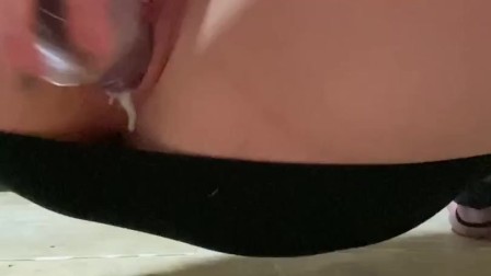 Squirting and cumming on my mini skirt at the door