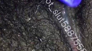Playing with my wet, black, & super hairy creamy pussy in bed(subscribe)